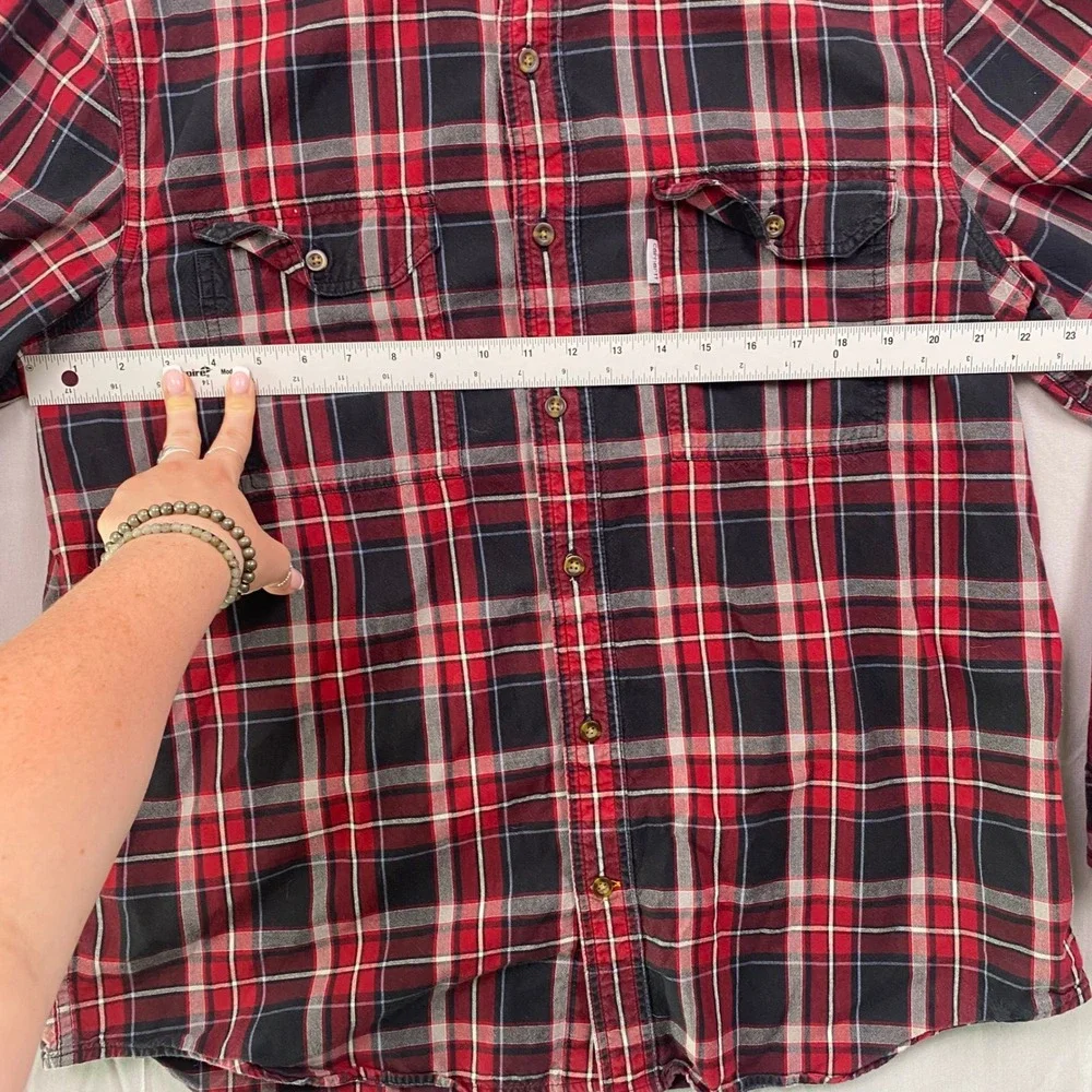 Carhartt Relaxed Fit Plaid Flannel Shirt Mens XL Red Black Rugged Work Pockets‎